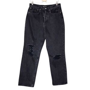 Women's 31 Denim Forum Aritizia Joni High Rise Loose Black Distressed Jeans Pant